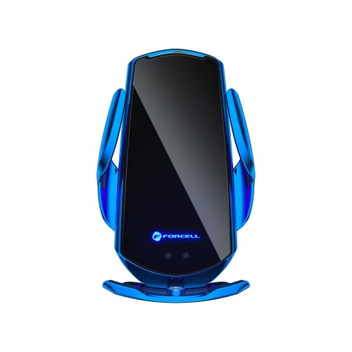 Automatic wireless charging mount + FORCELL HS1 Qi 15W magnetic adapter blue