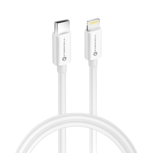 Kabel USB C do Lightning 8-pin MFI 3A/9V 30W (Max)1m Forcell F-Energy C901 biały