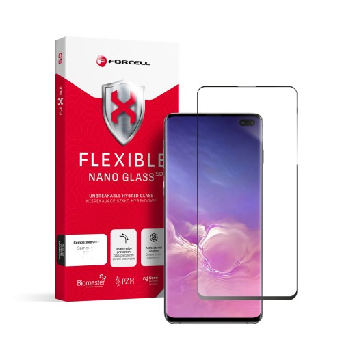 Szkło na telefon Samsung Galaxy S10+ Hybrydowe Forcell Flexible 5D Full Glue czarne