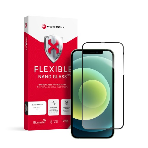 Szkło na telefon iPhone 12/12 PRO Hybrydowe Forcell Flexible 5D Full Glue czarne