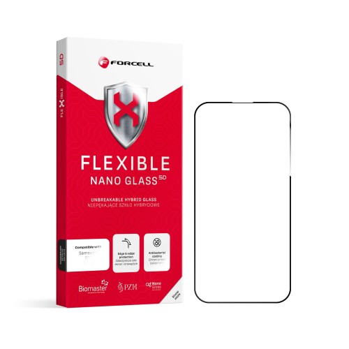 Szkło na telefon iPhone 14 PRO MAX Hybrydowe Forcell Flexible 5D Full Glue czarne