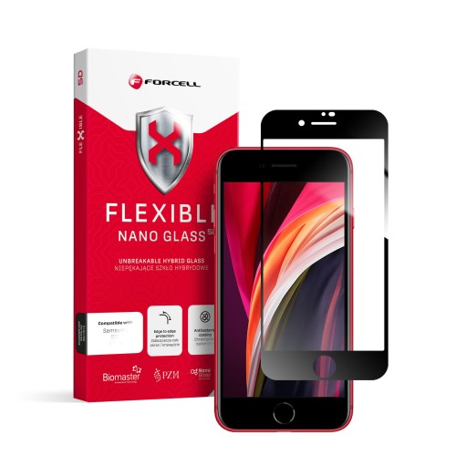 Szkło na telefon iPhone 7/8/SE 2020 Hybrydowe Forcell Flexible 5D Full Glue czarne