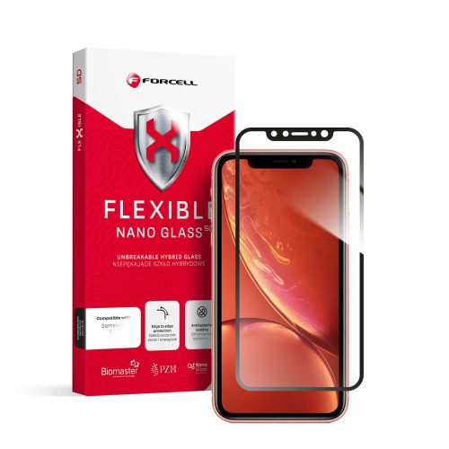 Szkło na telefon iPhone XR/11 Hybrydowe Forcell Flexible 5D Full Glue czarne