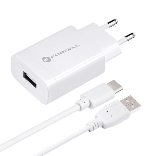 Ładowarka sieciowa Forcell z kablem USB typ C - 2,4A z funkcją Quick Charge 3.0