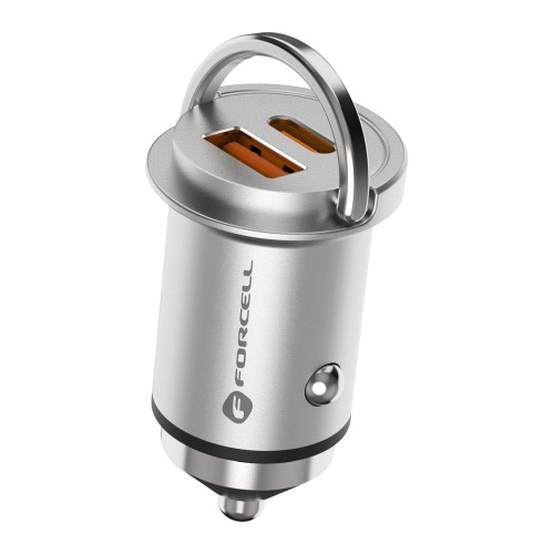 FORCELL F-ENERGY Mini car charger Type C + USB A PD QC3.0 5A 60W silver