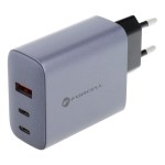 Szybka ładowarka GaN 2 x USB C + USB A QC4.0 4A PD 65W szara VT-42B Forcell  F-Energy
