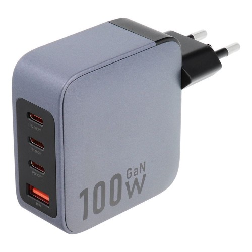 Szybka ładowarka GaN 3 x USB C + USB A QC4.0 5A PD 100W szara VT-46 Forcell F-Energy