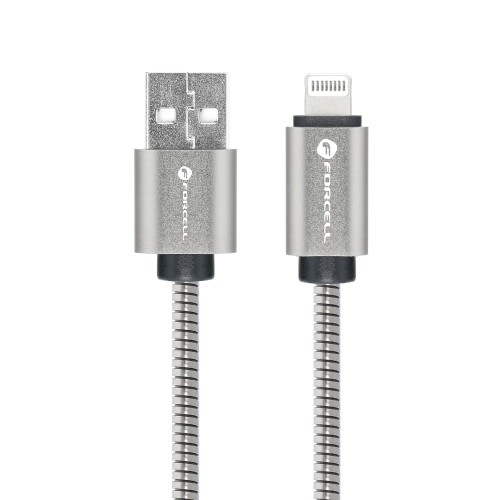 Kabel USB A do Lightning 8-pin 2,4A 12W Metal 1m Forcell F-Energy C236 srebrny