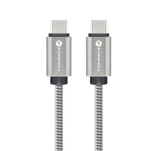  Kabel USB C do Typ C QC4.0 3A/20V PD 60W Metal 1m Forcell F-Energy C237 srebrny