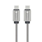  Kabel USB C do Typ C QC4.0 5A/20V PD 100W E-Mark Metal 1m Forcell F-Energy C239 srebrny